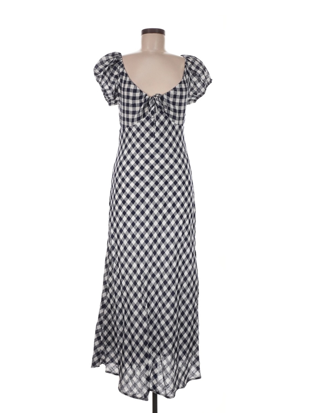 Gap x Doen Gingham Tie-Front Puff Sleeve Maxi Dress